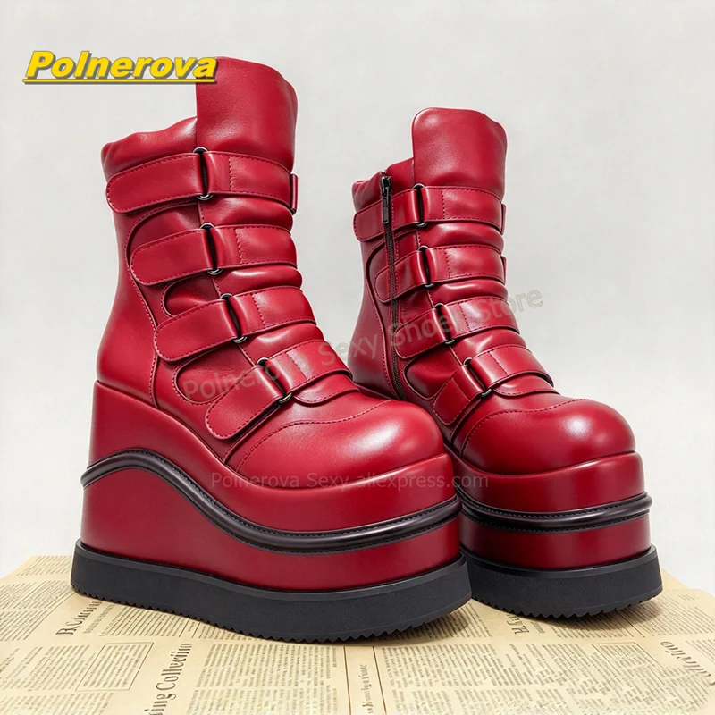 Street Fashion Y2K - Women Y2K Platform Wedge Ankle Boots
