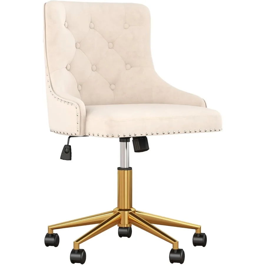 

Velvet Armless Home Office Desk Chair Swivel Height-Adjustable Small Cute Vanity Chair for Women/Girls Comfy Makeup Chair with