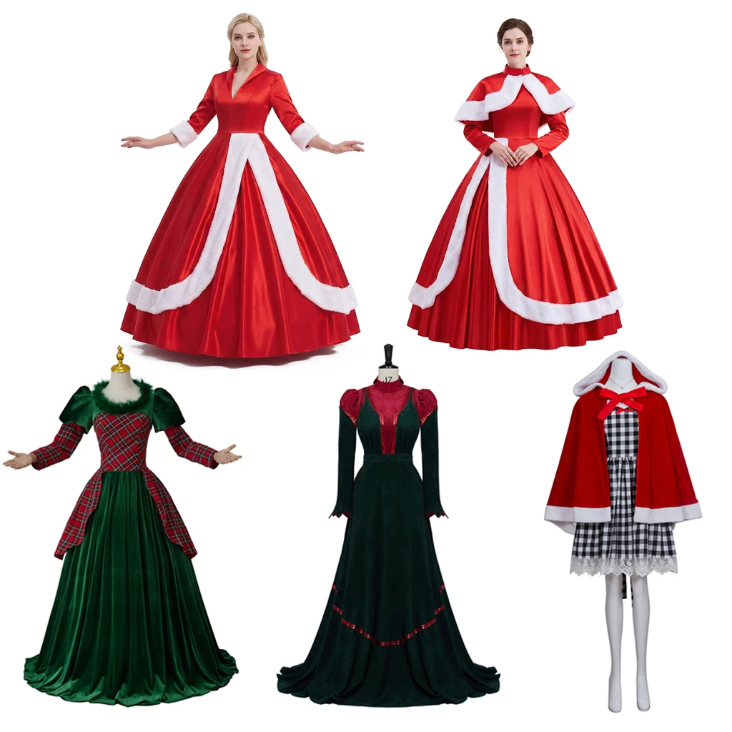 Film White Christmas Cosplay CostumeBetty Judy Cos Christmas Outfits  Cindy lou Who Costume Women Red Green Christmas Long Dress view 2