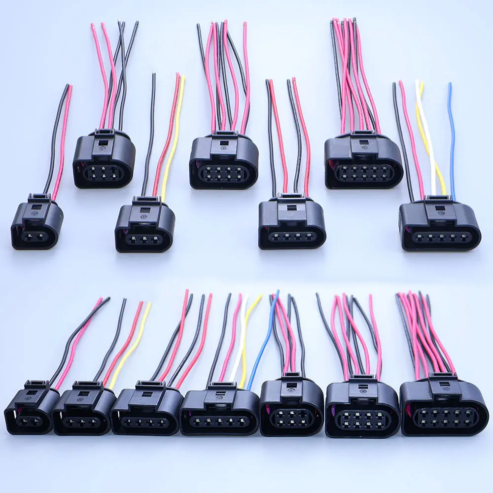2/3/4/5/6/8/10 Pin 3.5mm Auto Ignition Coil Electrical Waterproof Connector Horn Sensor Female Plug With 15cm 1J0973722 For VW
