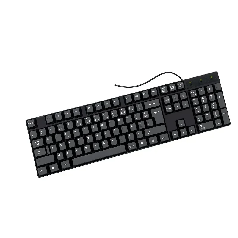 Teclado com fio de linguagem pequena Russo Espanhol Árabe Francês layout USB com fio 104 teclado de comércio exterior