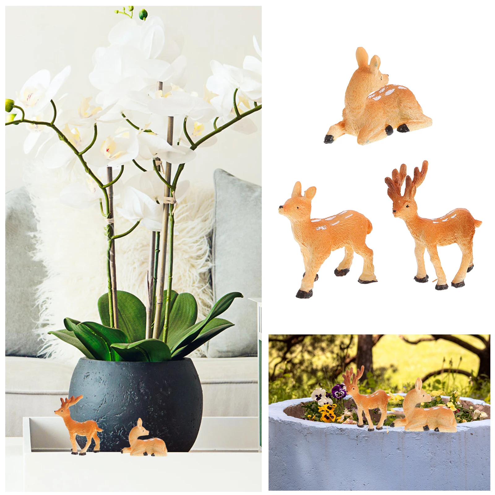 

3pcs Mini Resin Decoration Accessories Small Garden Home Ornament Micro Landscape Statue Succulent Pot Adornment Decor