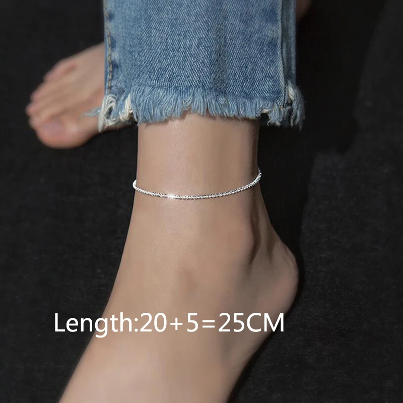 100% 925 Sterling Silver Snake Chain Pearls Anklets For Women Fashion Silver 925 Jewelry Wholesale DA387