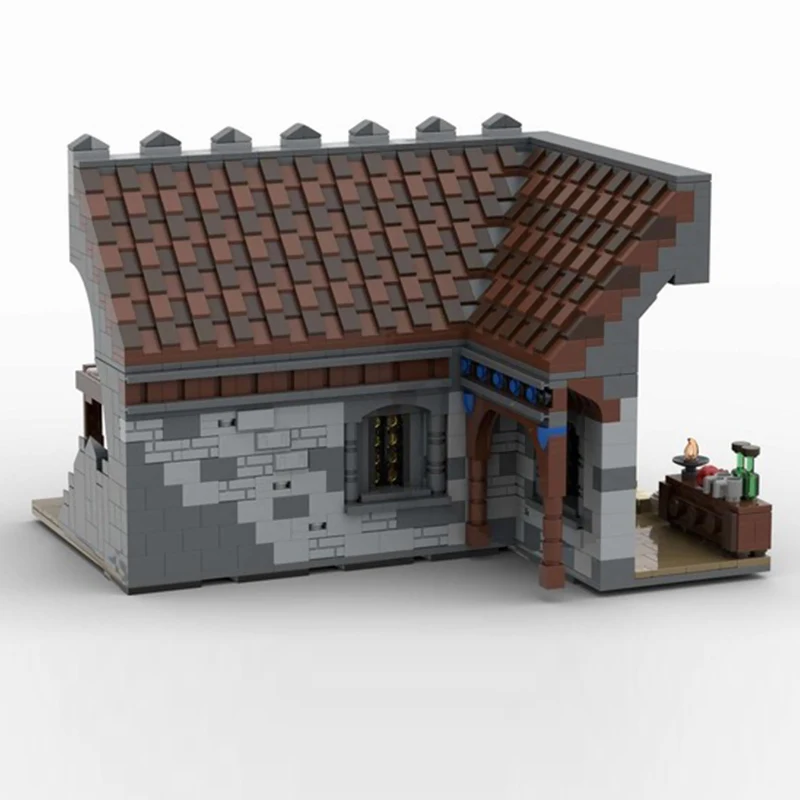 Model Średniowiecznego Zamku MOC Klocki Konstrukcyjne Brama Wojskowa Architektura Modularna Technologia Prezent dla Dzieci Zabawki do Składania Zestaw