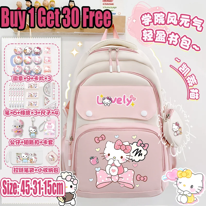 Hello Kitty Backpack 2025 Sanrio Backpack Cute Cartoon Girl Backpack New Teen School Backpack Large Capacity Backpack