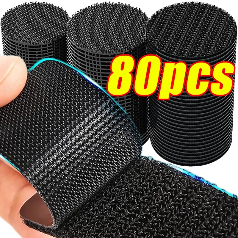 Strong Carpet Fixing Stickers Self-adhesive Touch Fastener Grip Tape Black Pad Double Faced Mat Fixed Patch Home Floor Anti Skid