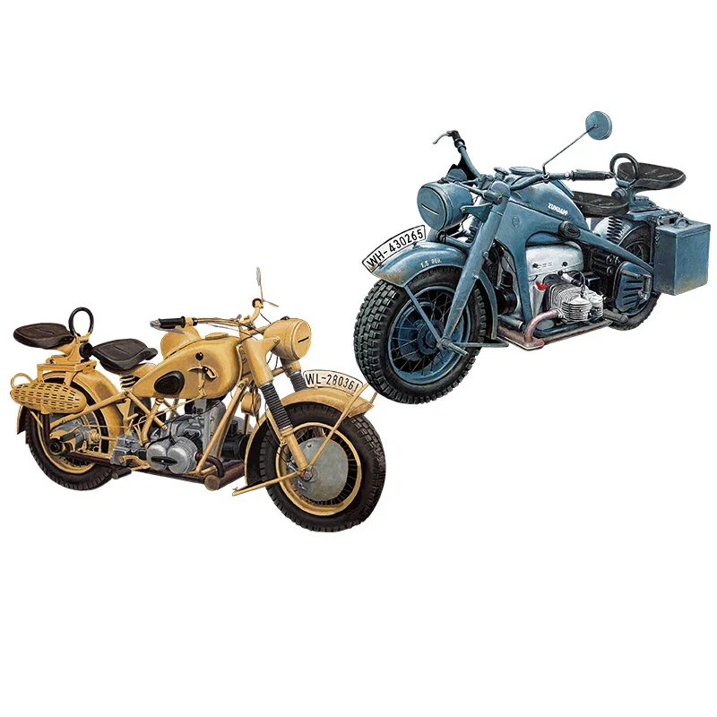 Great Wall hobby plastic assembly scale model kit L3527 1/35 scale WWIl German Motorcycle R75 & KS750 2in2 - Image 4