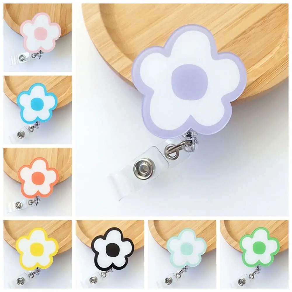 Cartoon Flower Nurse Badge Reel Name Tag Chest Card Easy Pull Buckle Acrylic Work Card ID Card Holder Office School Supplies