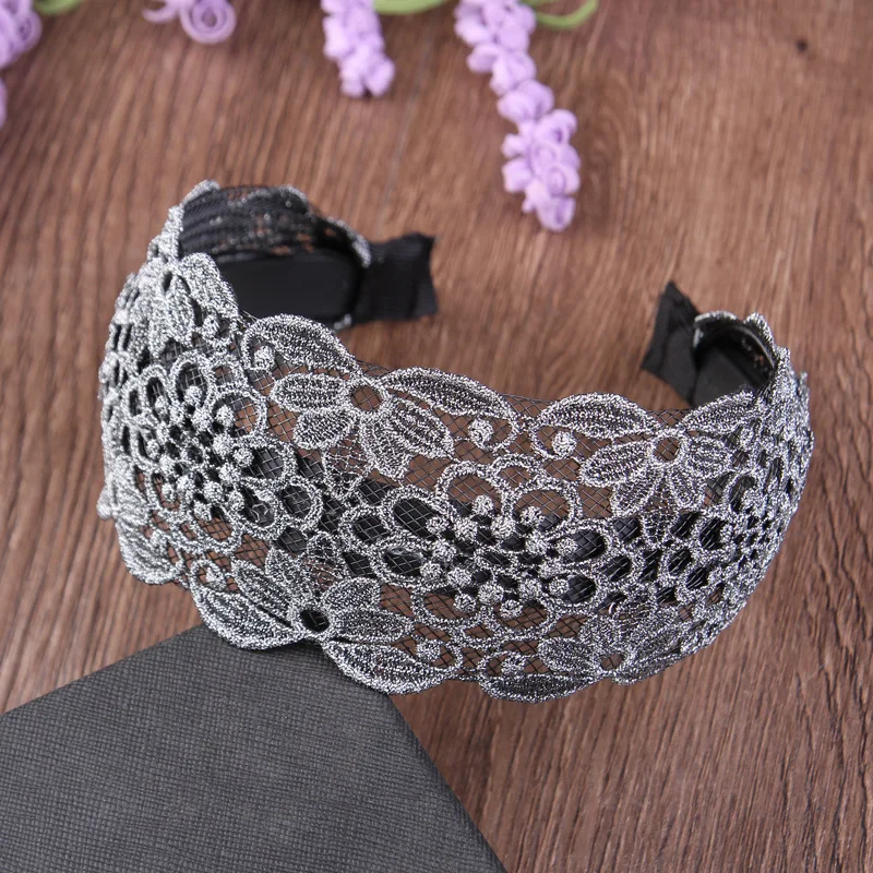 Lace Hair Hoop Wide Edgel  Diademas  Shattered Hair Sunflower with Teeth Fashion Anti-slip Headband Hair Accessories for Women