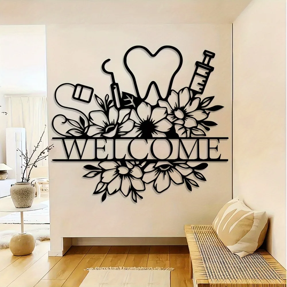 CIFBUY Iron Wall Art Vintage Dental Metal Sculpture Rustproof Hanging Plaque Clinic Home Decor Ornament Accent