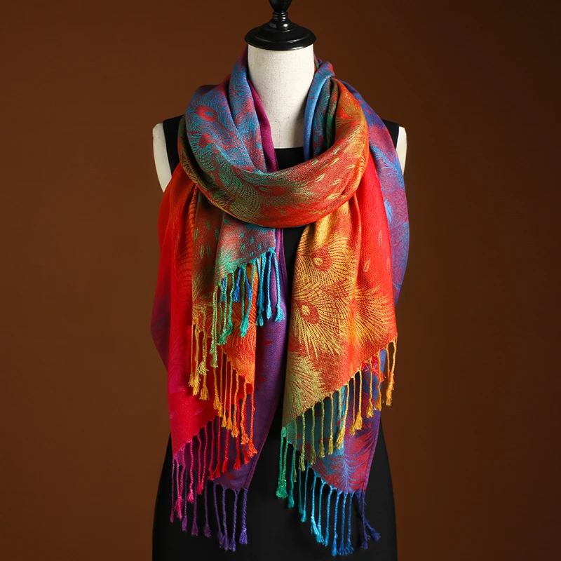 Bohemian Style Paisley Shawl, Multicolor Fringe Scarf, Dual-Purpose Windproof Warm Wrap For Women, Suitable For Mardi Gras