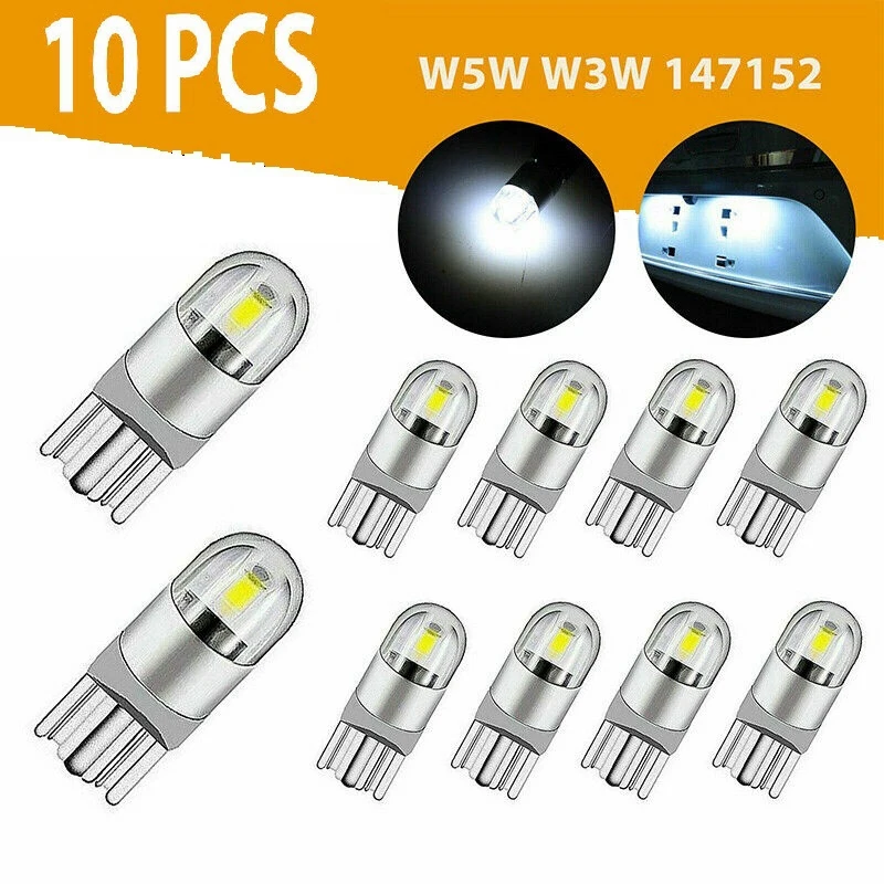 10Pcs 6000K Canbus T10 168 194 W5W Dome License Side Marker LED Light Bulb White