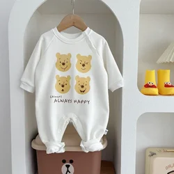 New Autumn Winter Cartoon Bear Romper for Baby Girl Boy Cute Outdoor Clothes Warm Jumpsuit Infant Clothes K1337-2