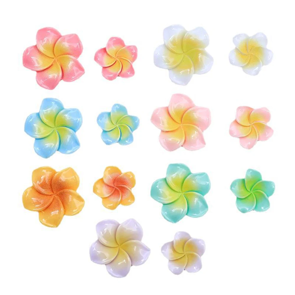 10PCS Shiny Frangipani Series Resin Flatback Cabochons For Hairpin Scrapbooking DIY Jewelry Craft Decoration Accessories