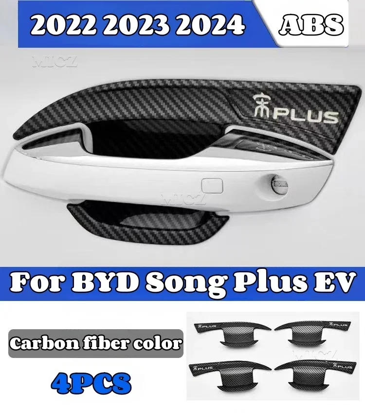 For BYD Song Plus EV 2022 2023 2024 Accessory ABS Car Door Handle Cover Side Door Bowl Protector Trim Decoration Auto Styling