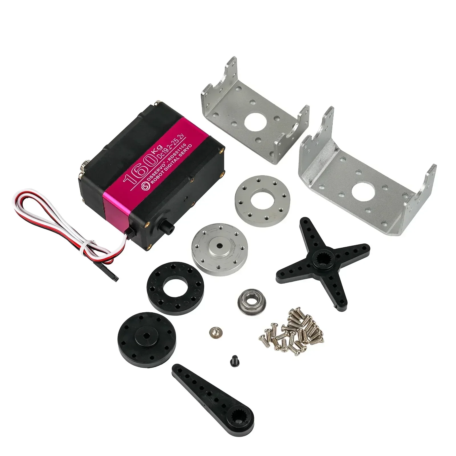 Serwo cyfrowe RDS51160 24V 160kg Wysoki Moment Obrotowy Wodoodporne IP66 z Uchwytami do Samochodu RC Robot