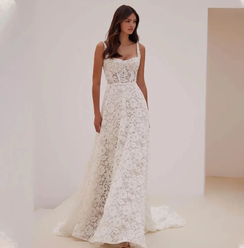 

Vestido De Noiva с аппликацией, винтажное свадебное платье русалки с открытой спиной, с круглым вырезом, Vestidos De Novia, кружевное платье De Mariée