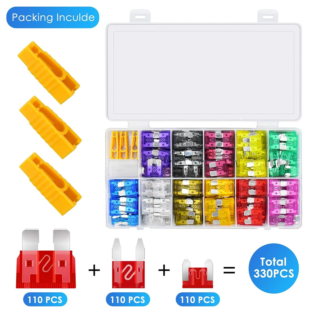 330-teiliges Sicherungs-Sortiment Standard & Profil Mini & Mini-Größe (2A 3A 5A 7,5A 10A 15A 20A 25A 30A 35A 40A), Flachsicherungs-Set – Detail 6