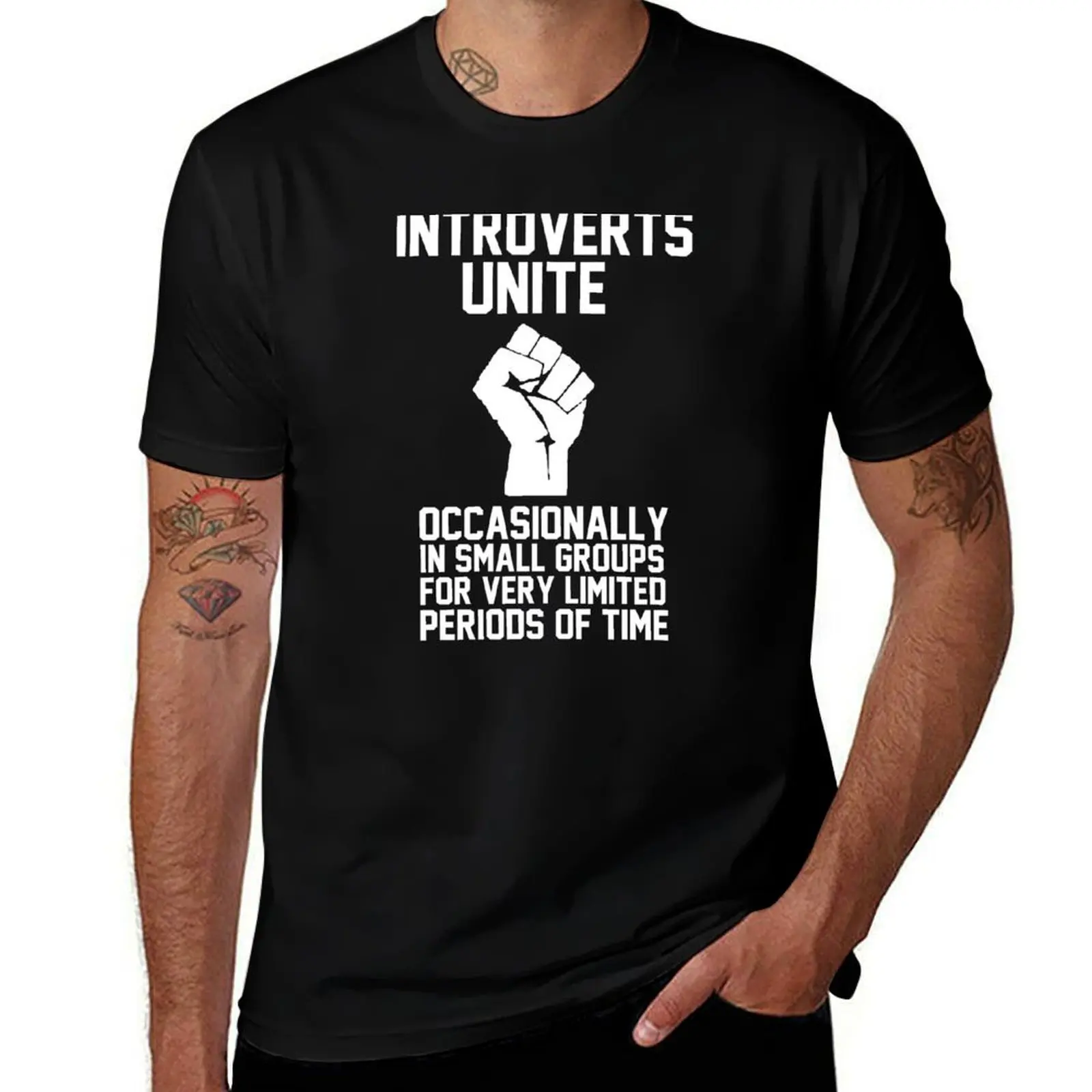 Introverts unite occasionally in small groups for very limited periods of time T-Shirt t shirt custom print T-Shirt