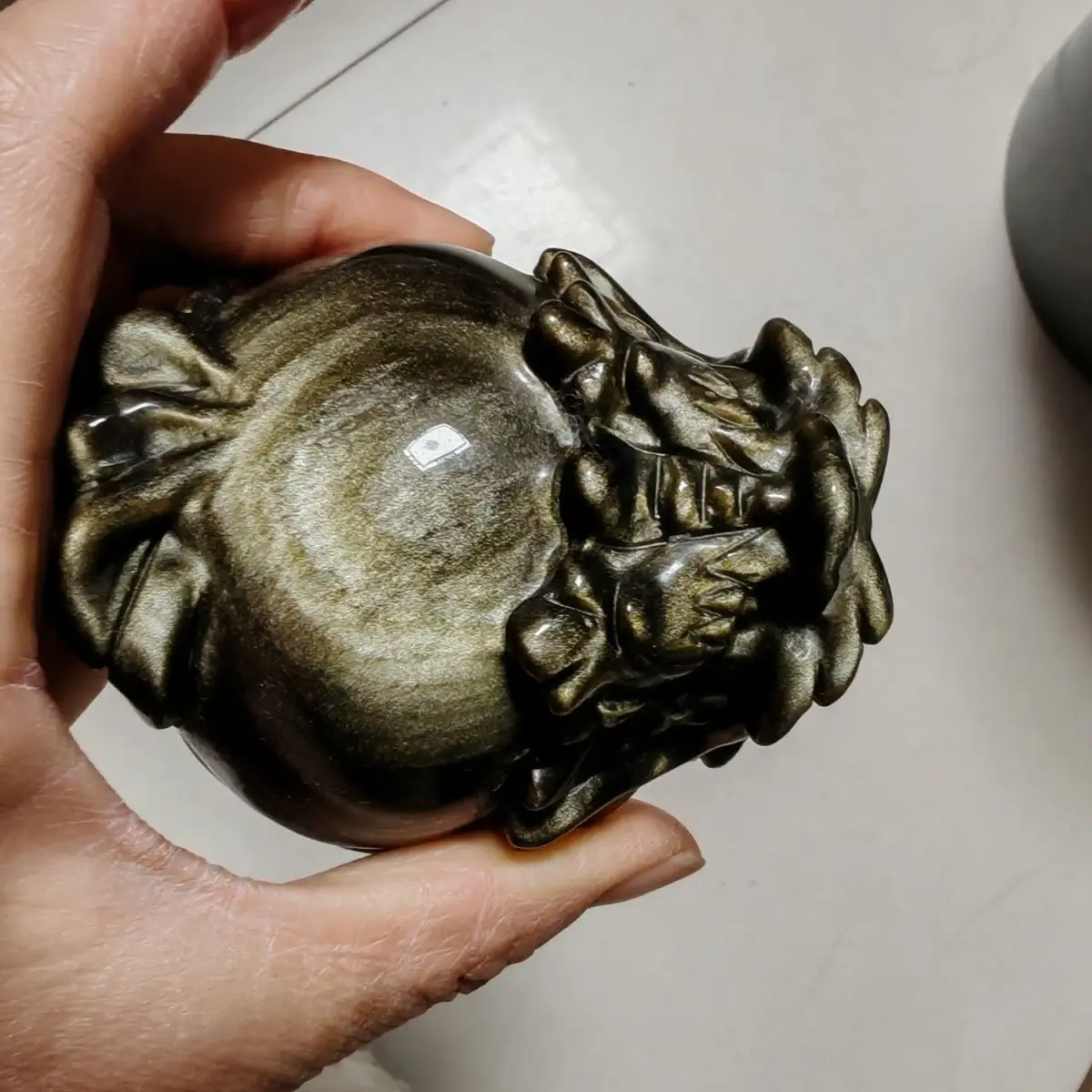 

Natural Silver Obsidian PI Xiu Feng Shui Amulet for Luck And Protection Collectible Artwork Home Decor
