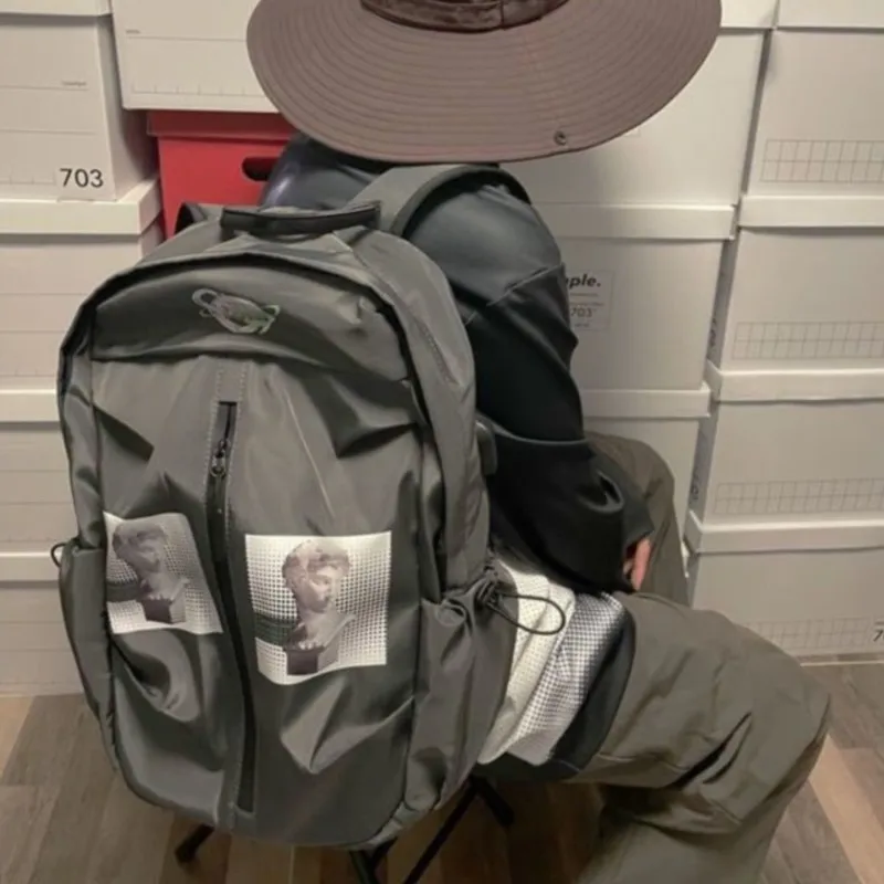 

Korean Fantasy Statue Backpack Women Large Capacity Silky Texture Daypack Ladies Renaissance Daily Versatile Mochilas Mujer Chic