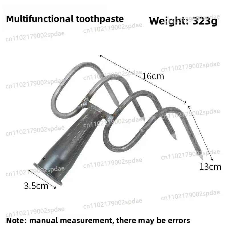 Heavy Duty Five-Tooth Round Steel Rake Farm Garden Soil Loosening Grass Removal Accessory