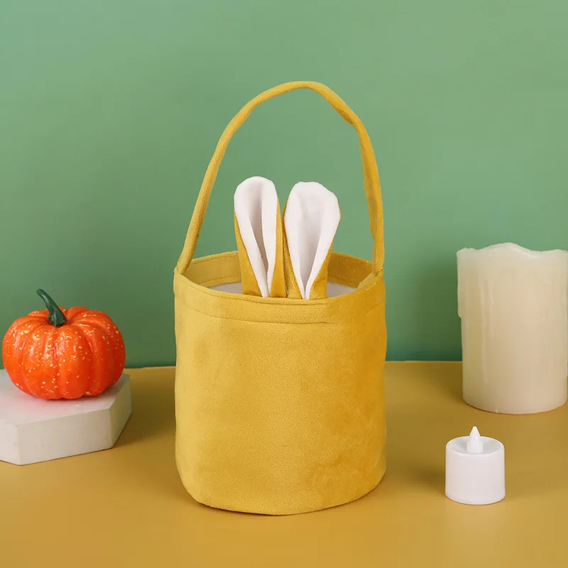 Bolsa de tela de dibujos animados para niños, cesta de orejas de conejo, bolsa de dulces, bolsas de recuerdo de fiesta de cumpleaños de feliz Pascua, decoración del día de Pascua