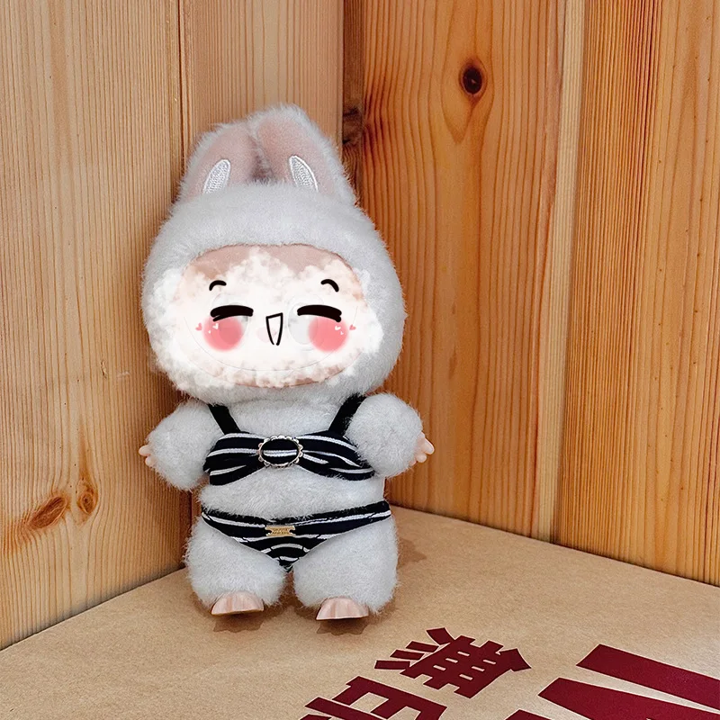 Bikini a rayas sin tirantes para Ropa Labubu de 17cm, Ropa bonita de estilo a la moda, Mini Ropa para muñecas, traje de moda para recorrido costero