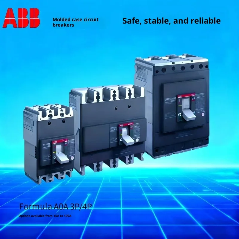 ABB Moulded Case Circuit Breaker Air Switch Formula A0A 3P/4P Moulded Case Circuit Breaker 16A-100A, ABB Leakage Protector