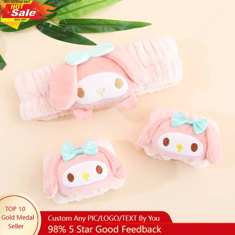 

3pcs Cute My Melody Kitty Ear Headbands Non-Slip Fluffy Hair Bands Suitable for Mask Spa Skincare Makeup Costume Parties Daily