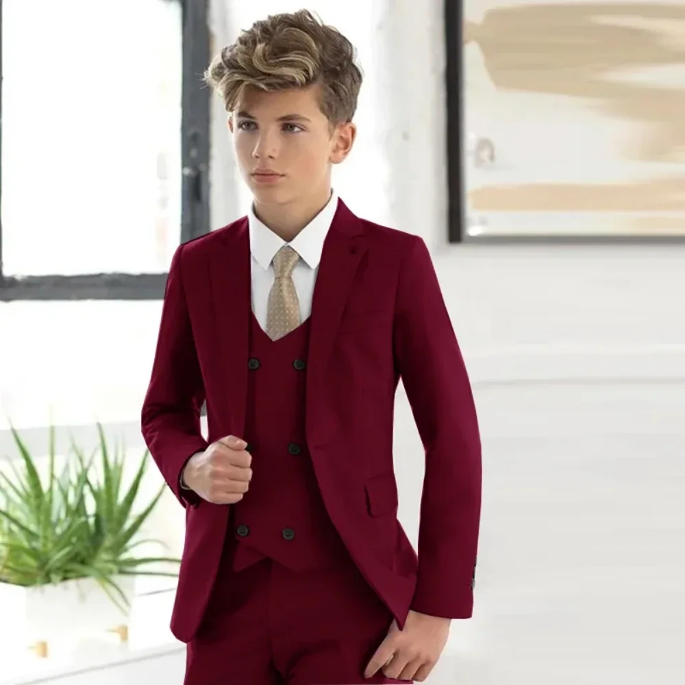 

Formal Boy's Suit Set 3-Pieces (Jacket+vest+pants) Peaked Lapel Classic Kids Tuxedo Age 2-16 Year Old for Wedding Prom Party