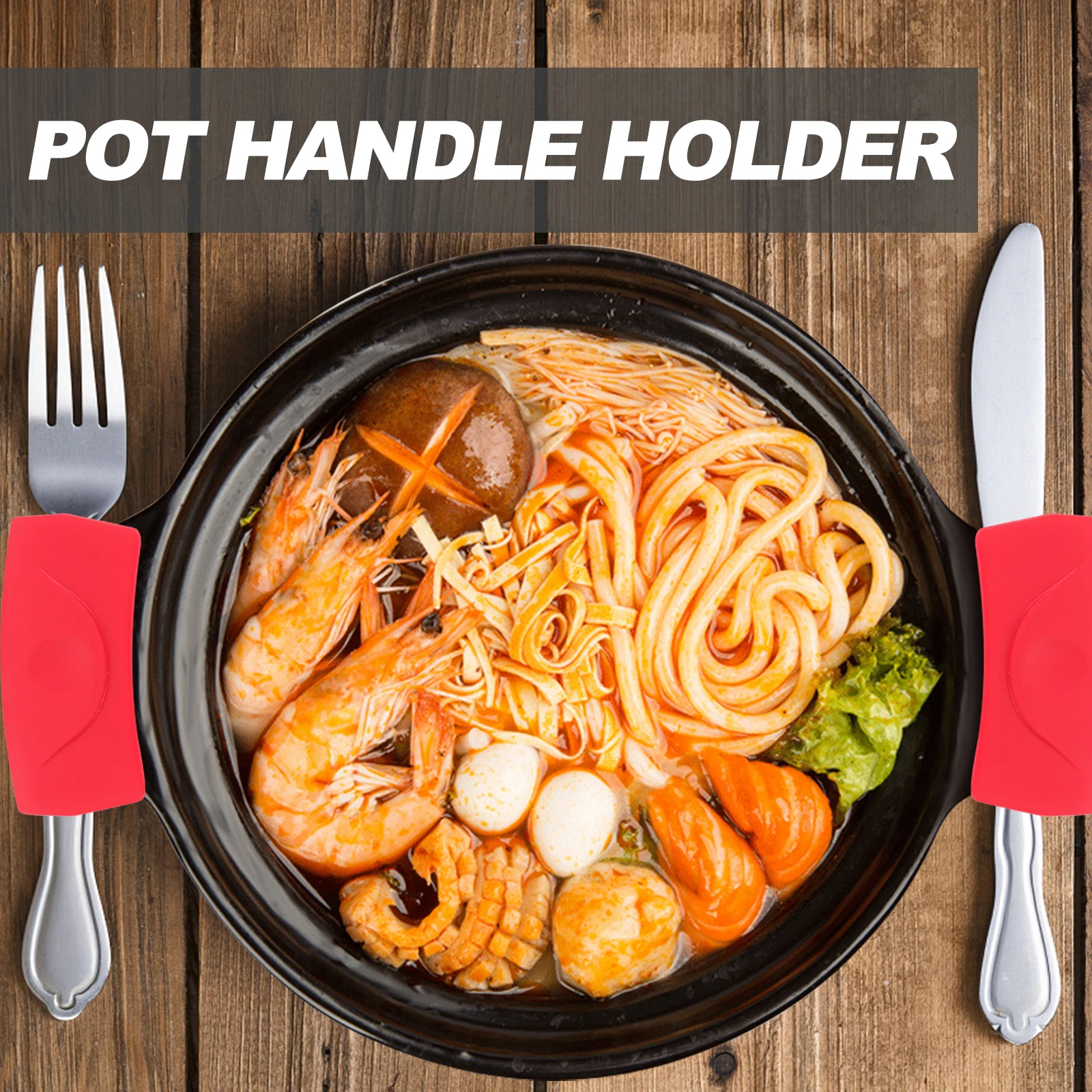 

1Pair Silicone Pot Handle Cover Heat Resistant Antiscalding Nonslip Kitchen Tool for Wok Soup Pot Saucepan Pan