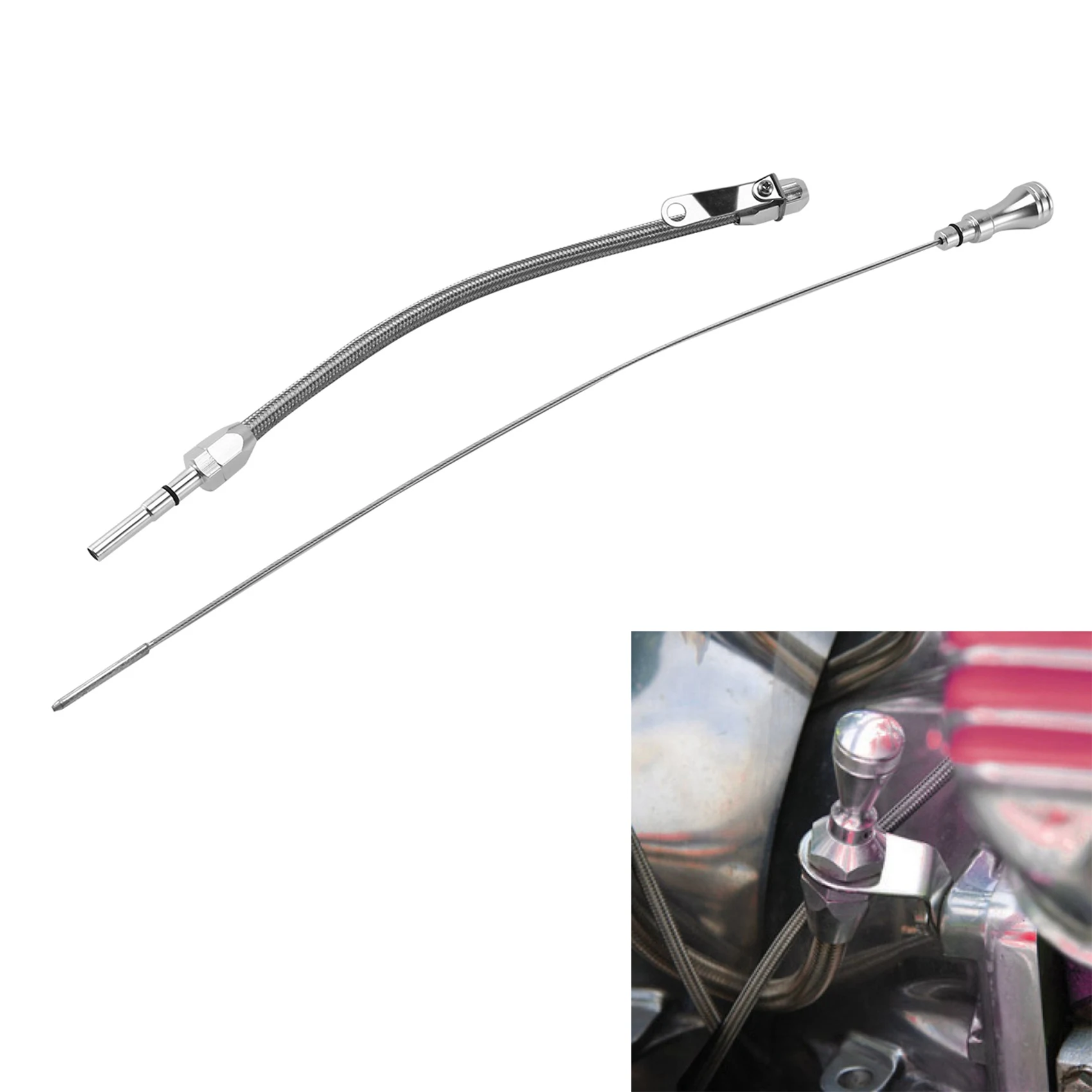 Stainless Steel Car Auto Flexible Engine Oil Dipstick Fit for Chevy LS Engines LS1 LS6 LM7 L59 L98 L76 Vortec