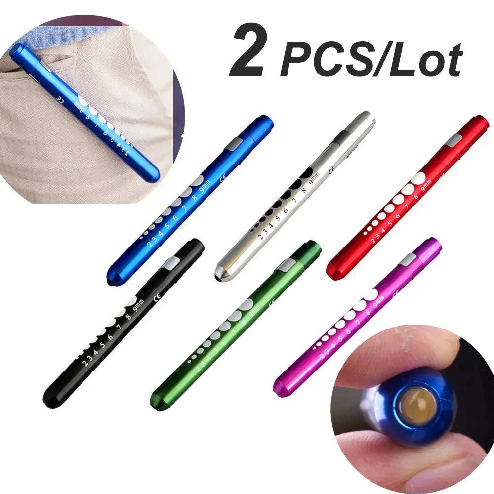 

2PCS Pen Type Aluminum Pocket Medical Penlight Torch Otoscope LED Flashlight Ophthalmoscope for Doctor First Aid and Pupil Chart