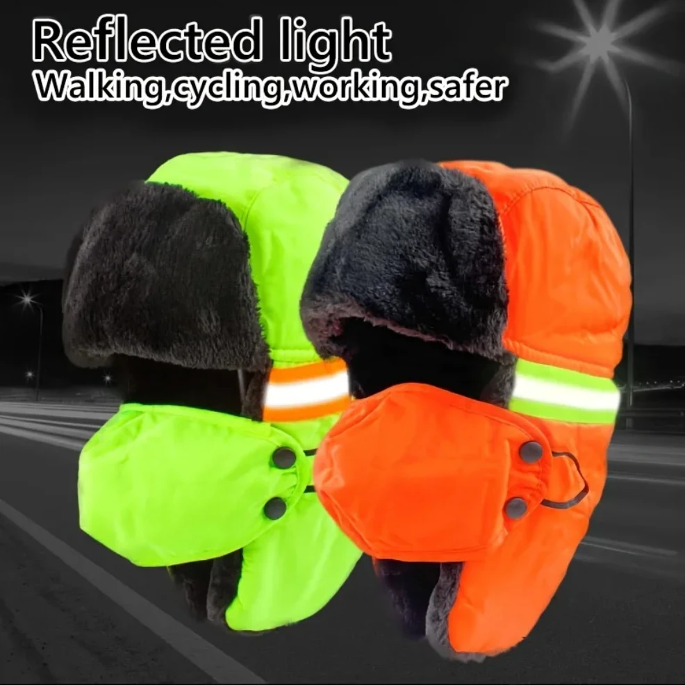 

Unisex Fleece Lining Thermal Winter Hat, Ear Protection Windproof Warm Reflective Sports Snow Ski Cycling Caps