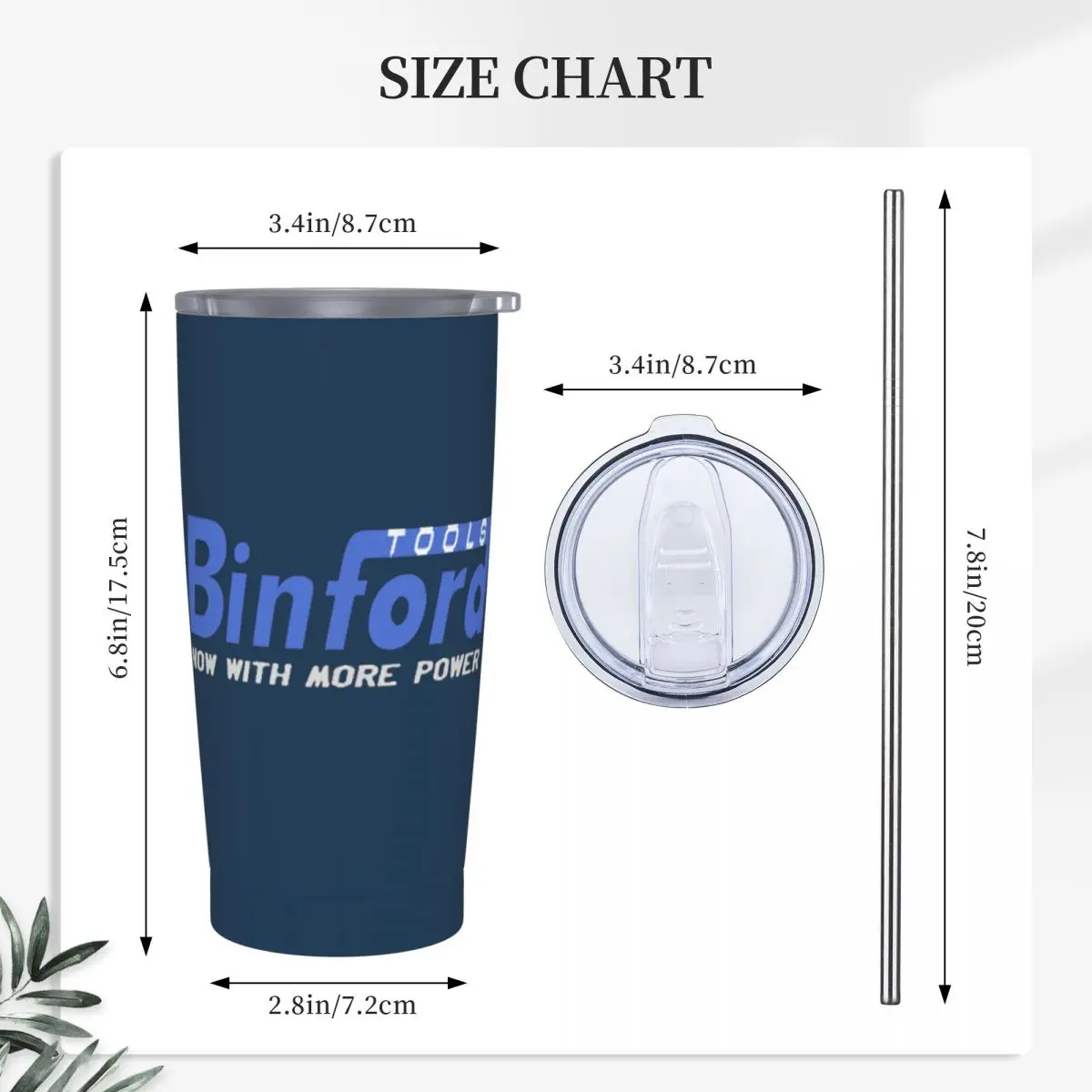 Binford Tools Stainless Steel Tumbler Vacuum Insulated Mugs Thermal Cold Cup Straw With Lid 20oz