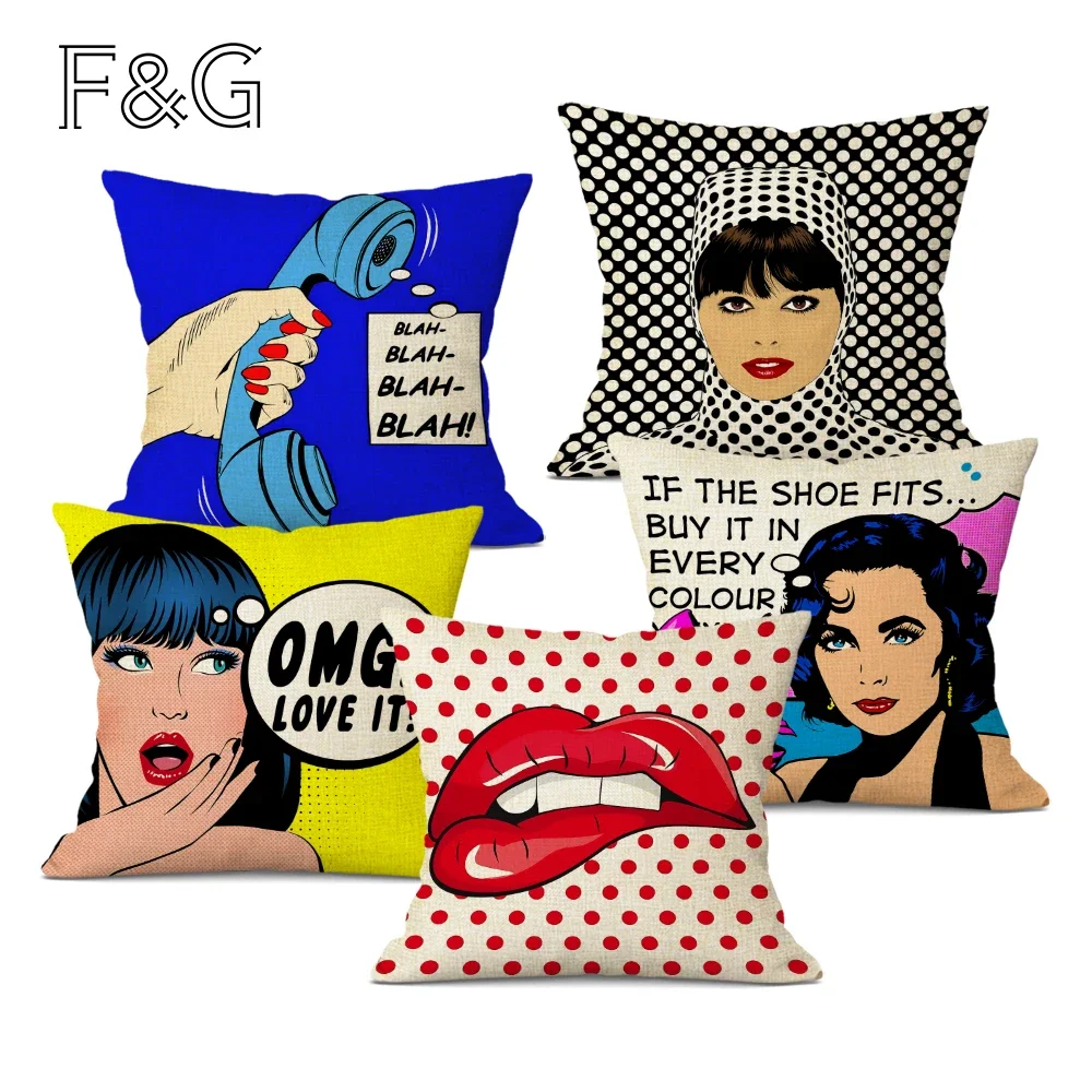 American Anime Pop Art Printing Cushion Cover Home Sofa Decor Pillowcase Car Seat Decorative Pillow Case Capa Almofada