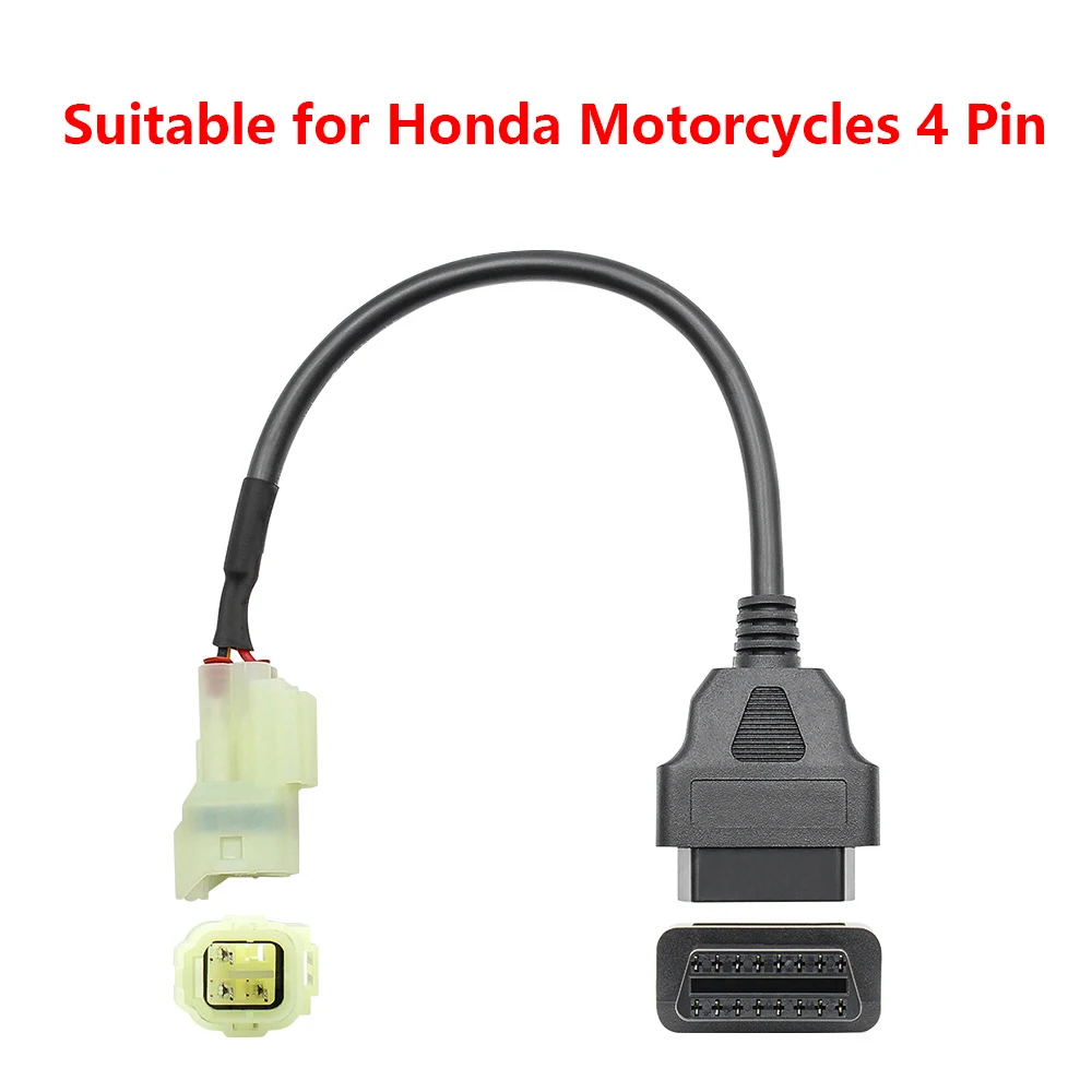 Motorcycle 4Pin to OBD2 Diagnostic Scanner Adapter Cable for Honda Motorbike