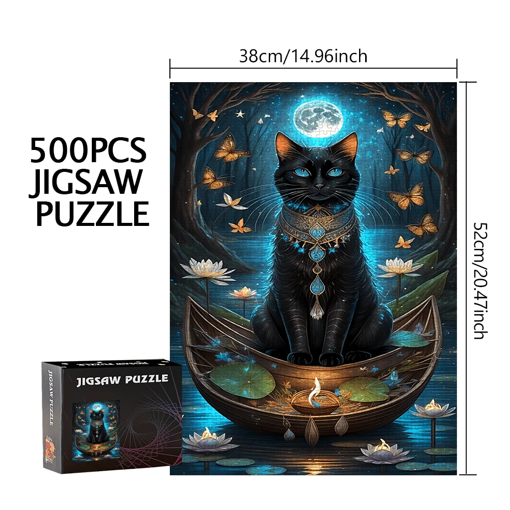 Black Cat, Ship 500 pezzi/1000 pezzi Gioco puzzle - Regali - Gioco interattivo per la famiglia - Puzzle - Decorazione per la casa - Brain Challenge Desi