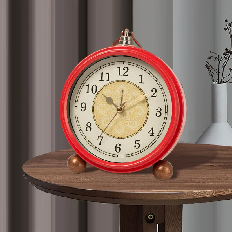 

Alarm clock vintage clock metal desktop silent bedside stylish wall clock living room bedroom European simple style