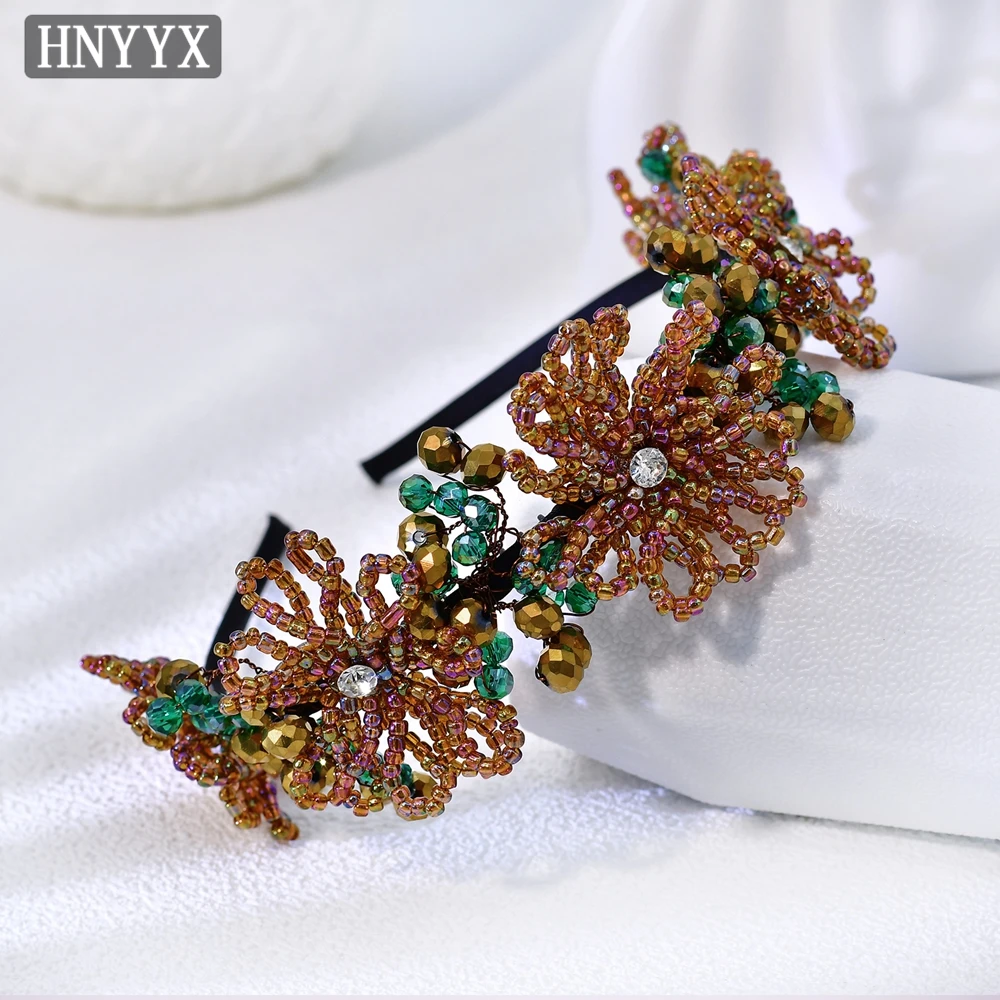 

YouLaPan Handmade Exquisite Women Beaded Flower Head Hoop Elegant Bridal Wedding Hair Accessories Party Prom Headpiece YXA34