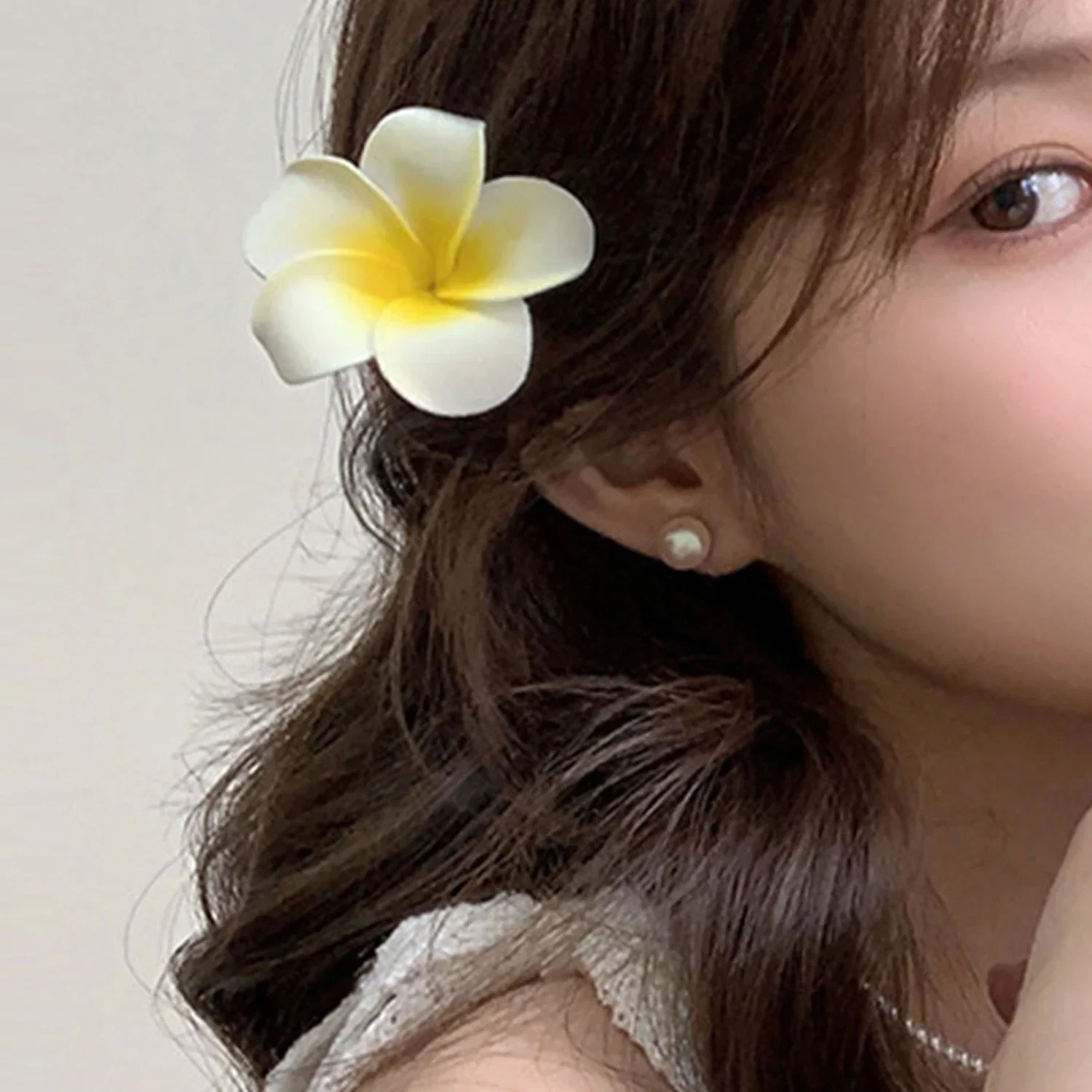 1Pc Plumeria Flower Hair Clips For Women Girls Hairpins Egg Flower Barrette Hawaiian Wedding Artificial Headwear 머리핀