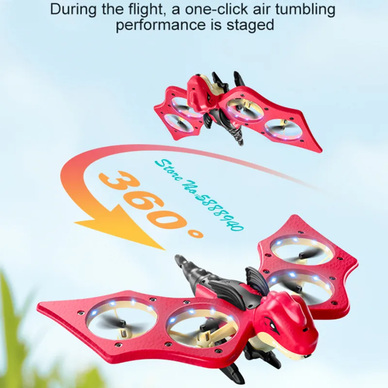 Outside Smart Obstacle Avoidance EPP Remote Control Drone Plane 2.4G LED Lighting Auto Hover Headless Dinosaur Style RC Aircraft
