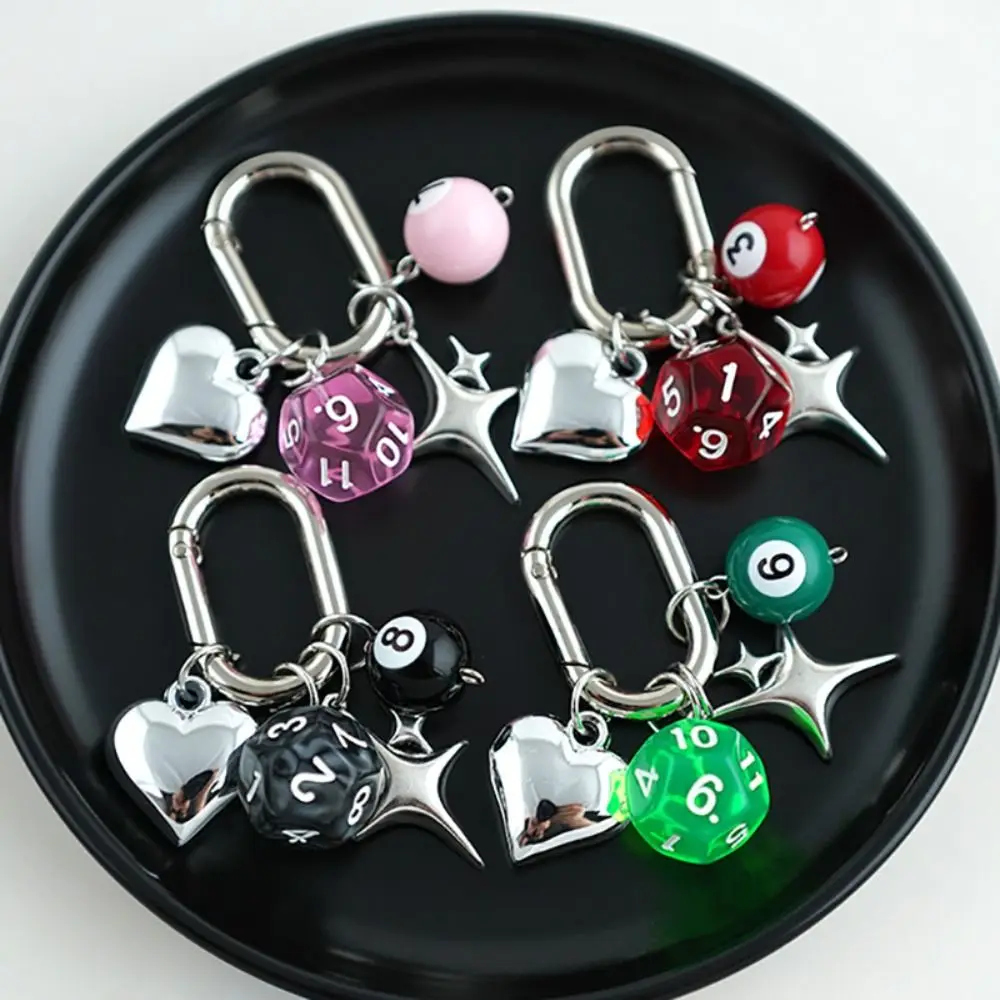 Bag Pendant Fashion Billiard Pool Keychain Colorful Irregular Mini Billiards Keychains Alloy Ins Table Ball Key Ring Girls