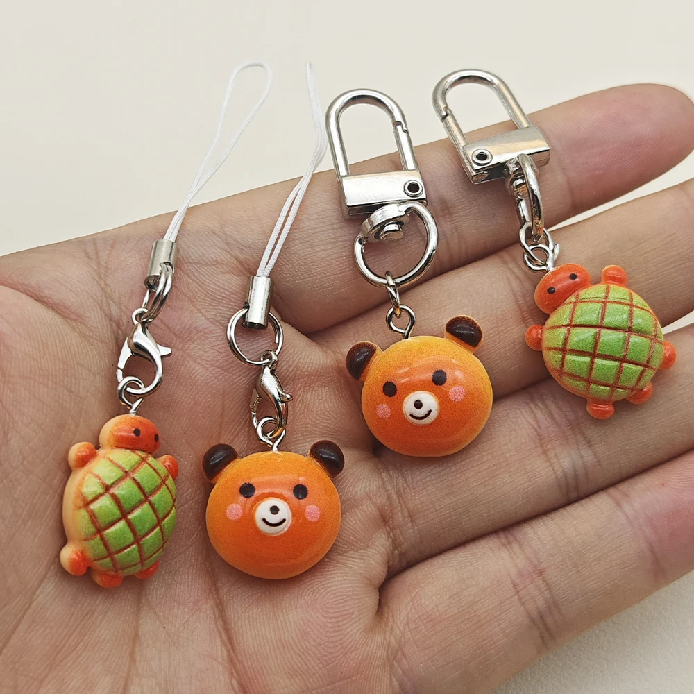 Kawaii Turtle Bear Phone Charms Pendant Cute Anime Keychain Cases For iP 16 CCD Camera Airpods Earphones Ins Korea Lanyards