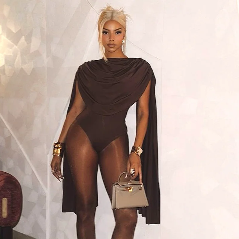 

Doyerl однотонные боди женский комбинезон элегантная одежда Y2K с круглым вырезом и рюшами с рукавами-крылышками сексуальные наряды для ночного клуба на день рождения боди Femme