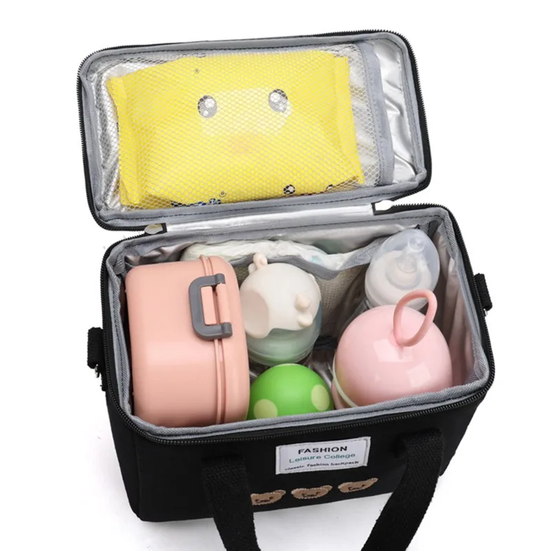 Ins Bear Lunch Bag Canvas Large Capacity Insulation Handbags Multifunctional Thermal Breakfast Box Portable Picnic Travel