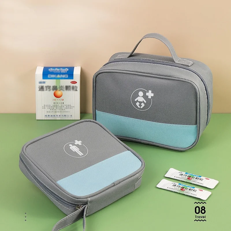 Bolsa de almacenamiento de medicamentos portátil de viaje, Kit de primeros auxilios para acampar al aire libre, estuche médico de emergencia,