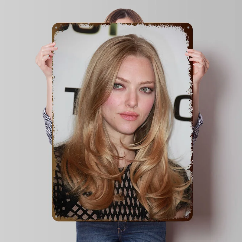 Amanda Seyfried Portrait Metal Poster Customized Wall Art Retro Vintage Tinplate Signs for Decor Room Decoration Cozy House Home
