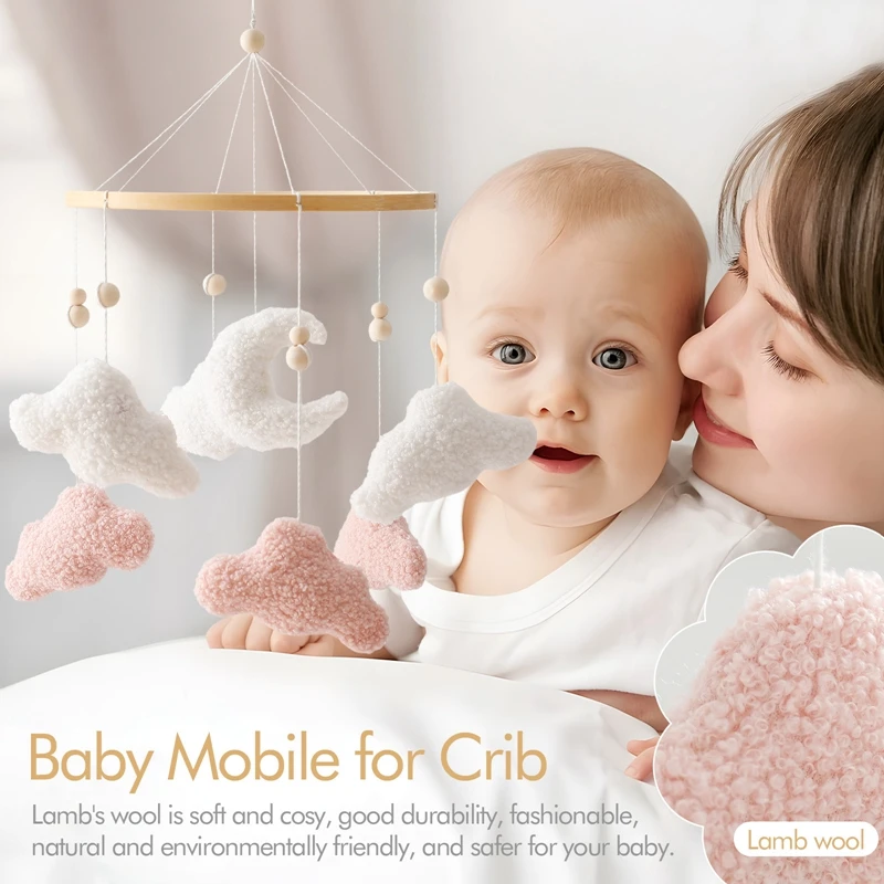 Baby Crib Mobile Rattle Toy 0-12Months Wooden Mobile Bed Newborn Music Box Bed Bell Hanging Toys Holder Bracket Infant Crib Toys